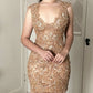 Sheath Column Lace Bridesmaid Dresses Short