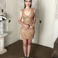 Sheath Column Lace Bridesmaid Dresses Short