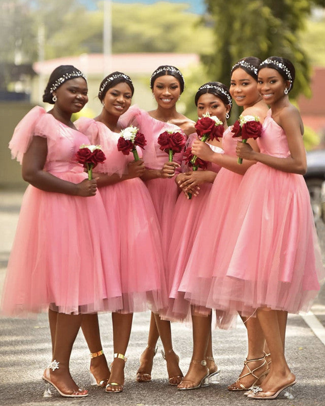 Short Tulle Bridesmaid Dresses One Shoulder – Lisposa