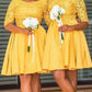 Short Satin Bridesmaid Dresses With Lace Sleeves