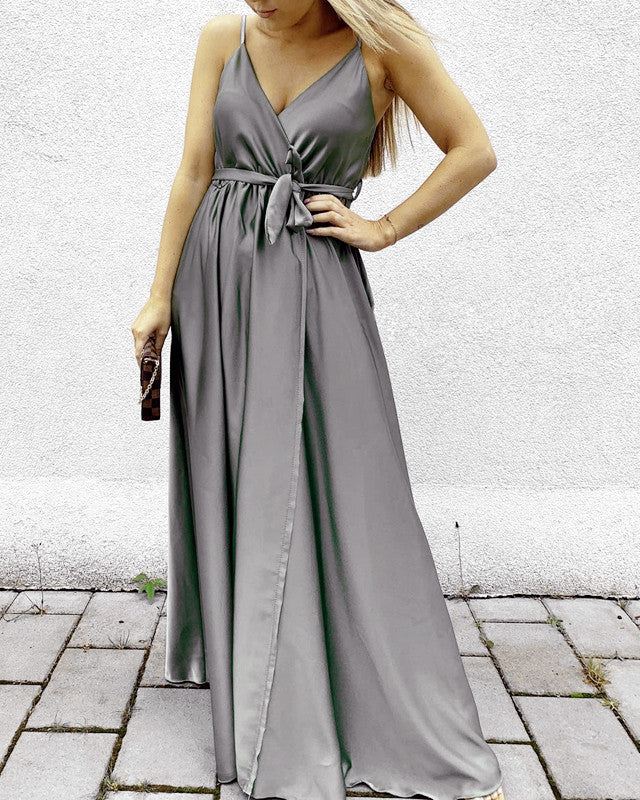 Long Silver Boho Bridesmaid Dresses
