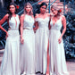 Silver Color Bridesmaid Dresses Mismatched