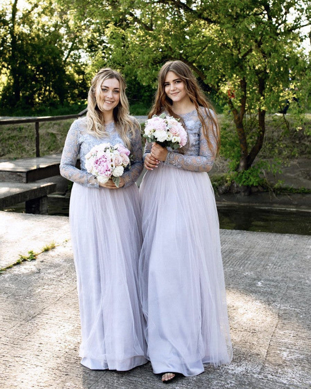 Silver Bridesmaid Dresses With Sleeves