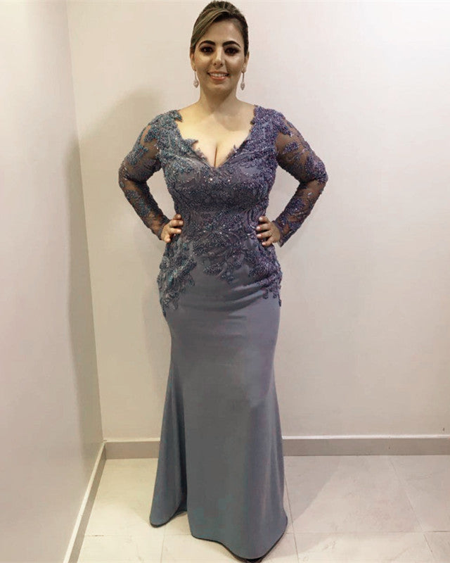 Mermaid V Neck Bridesmaid Dresses Lace Sleeves