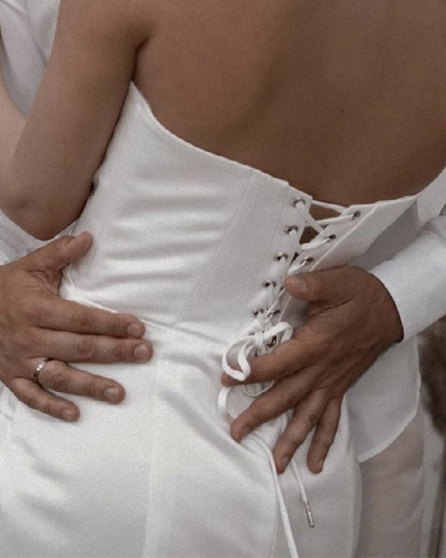 Sleek Wedding Dresses Satin V Neck Split