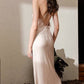Slip Bridesmaid Dresses Cross Back Ankle Length