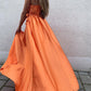 Simple Boho V Neck Split Bridesmaid Dresses