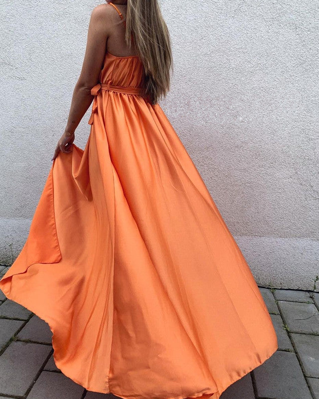 Simple Boho V Neck Split Bridesmaid Dresses