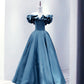 Dusty Blue Satin Bridesmaid Dresses Midi