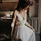 Lace Embroidery V Neck Chiffon Wedding Dresses Summer