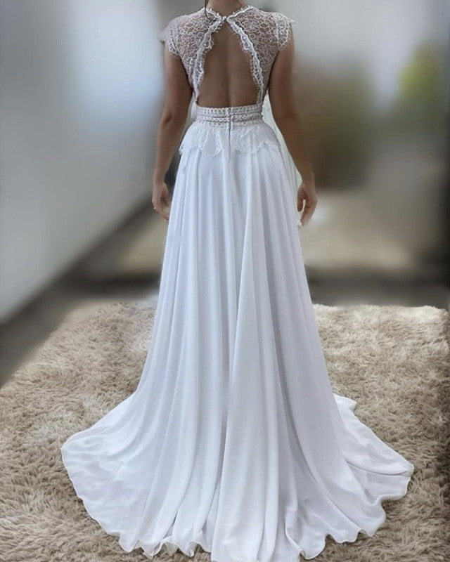 Backless Bohemian Wedding Dress