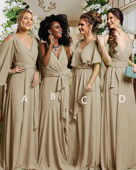 Taupe Bridesmaid Dresses Mismatched