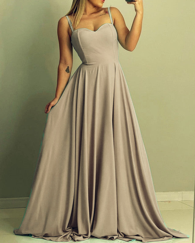Simple Long Bridesmaid Dresses Sweetheart Spaghetti Straps