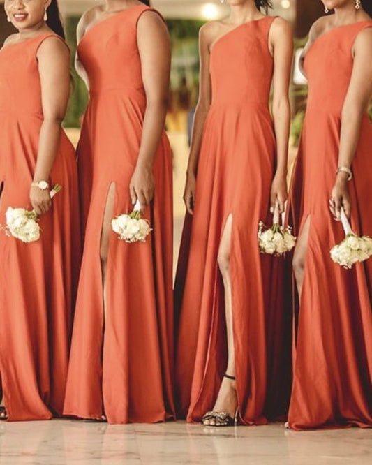 Terracotta Bridesmaid Dresses One Shoulder