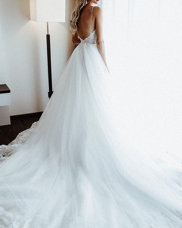 Backless Tulle Wedding Dress For Bride