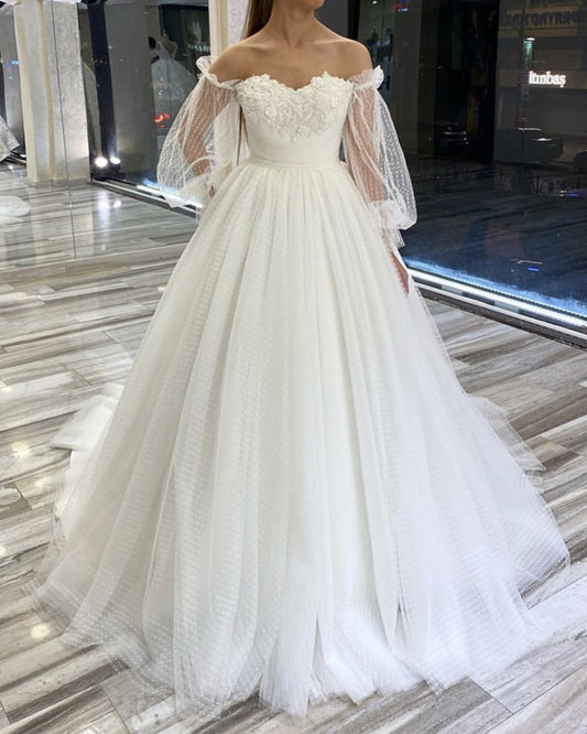 Off The Shoulder Wedding Dress Long Sleeves