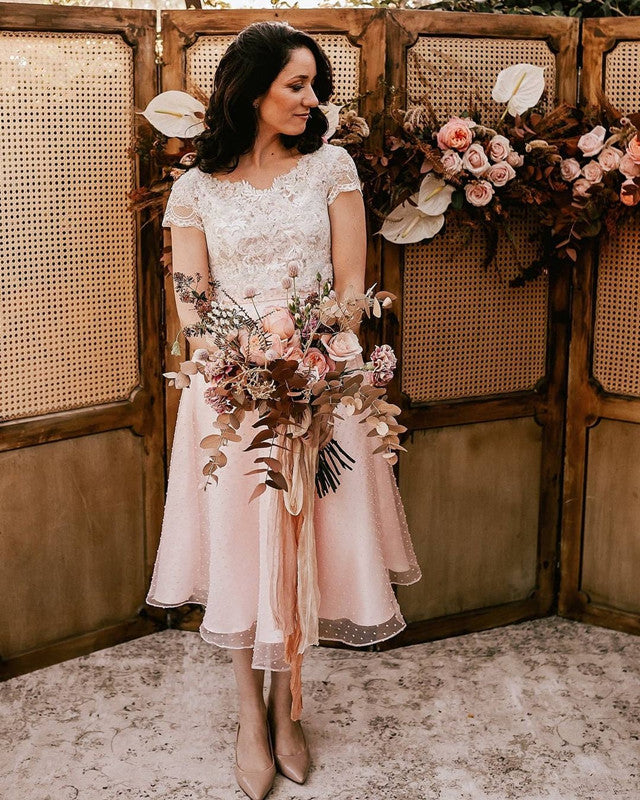 Tea Length Boho Wedding Dresses Two Piece – Lisposa