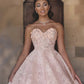 Unique Pink Lace Wedding Dresses With 3D Flowers