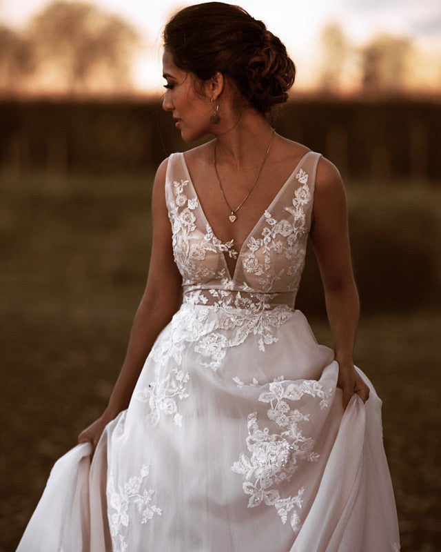 Tulle Backless Wedding Dresses Appliques Lisposa Tulle Backless Wedding Dresses Appliques Lisposa