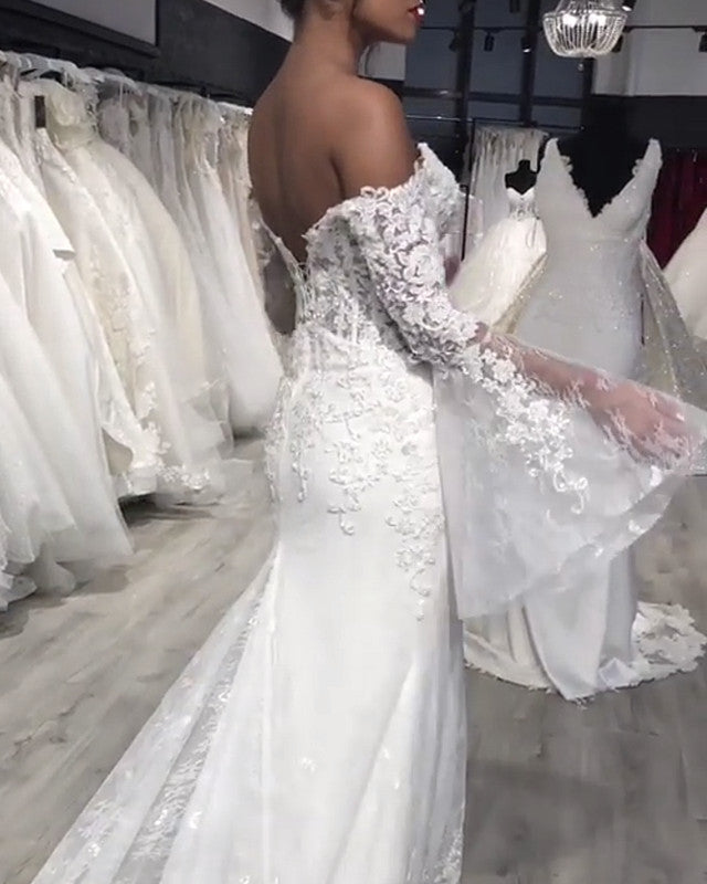 Puffy Sleeves Bridal Dress