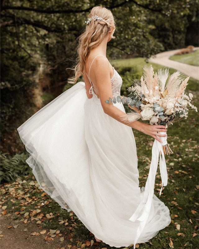 Backless Boho Wedding Dress