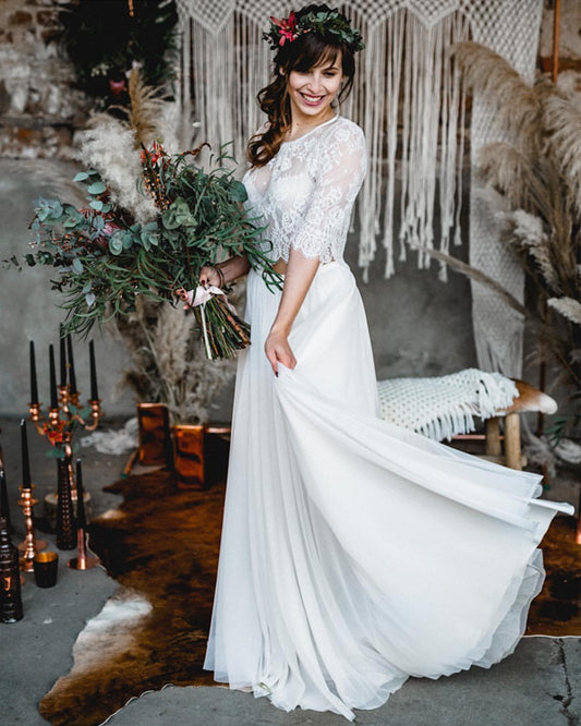 Two Piece Boho Wedding Dress