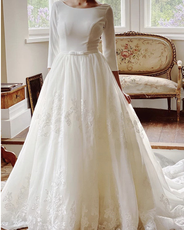 3/4 Sleeves Wedding Dress