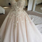 3D Floral Lace Flowers Sweetheart Wedding Ball Gown Dress
