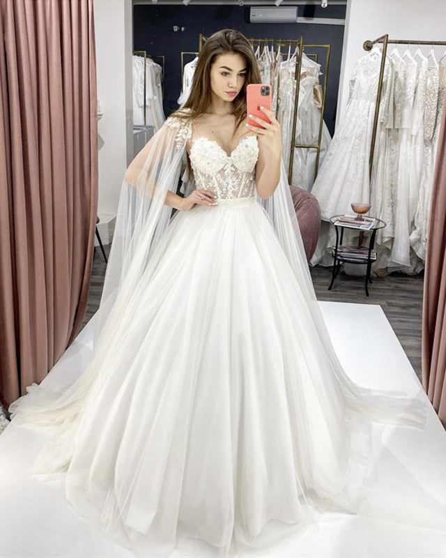 Wedding Dress With Cape Sleeves
