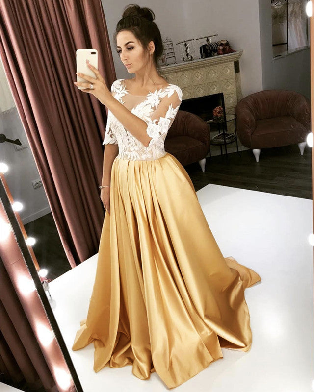 Gold Wedding Dress With Sleeves