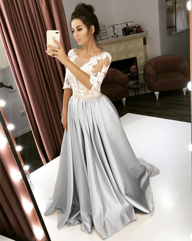 Silver Wedding Dresses Satin