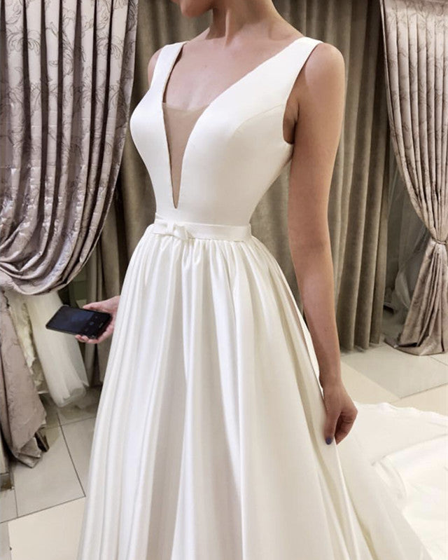 Wedding Dress Plunge Neck