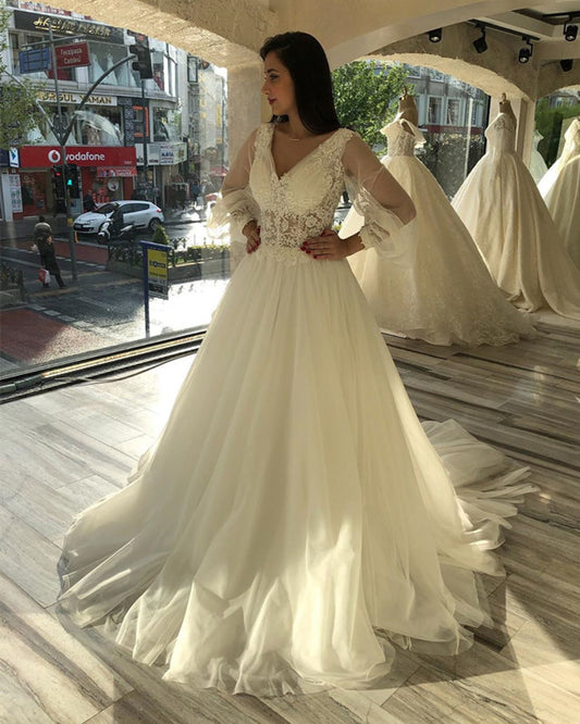 LIPOSA Women's Lace Bridal Dress for Lawn Wedding Petal Lace