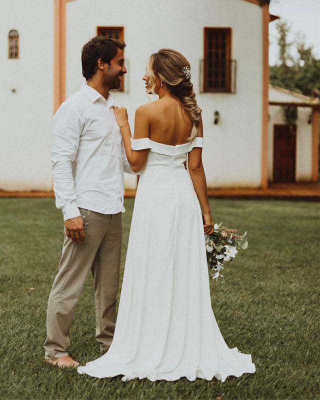 Boho Wedding Dress Satin
