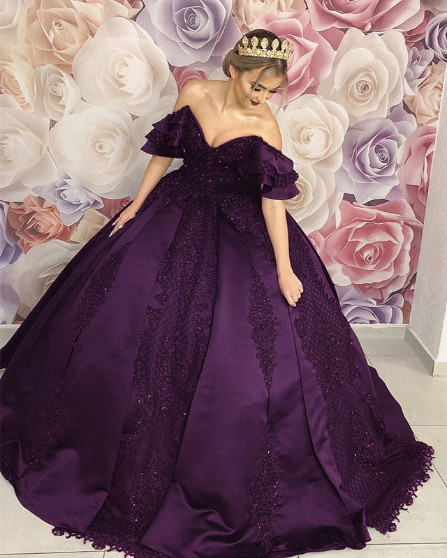 Ball Gown Wedding Dress Purple