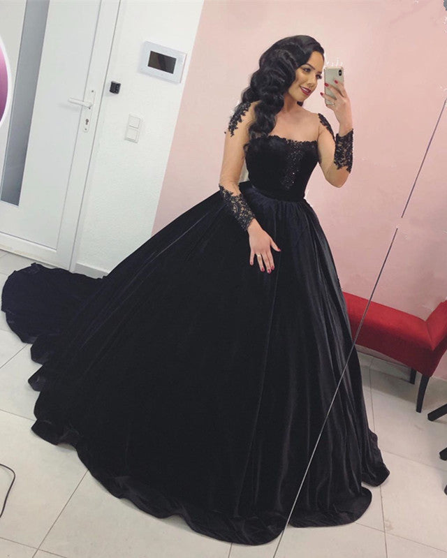 Black Wedding Dress Velvet