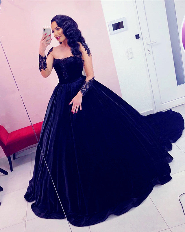 Navy Blue Wedding Dress Velvet