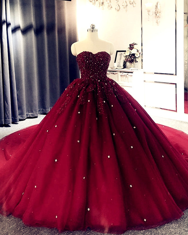Burgundy Wedding Dress For Bride