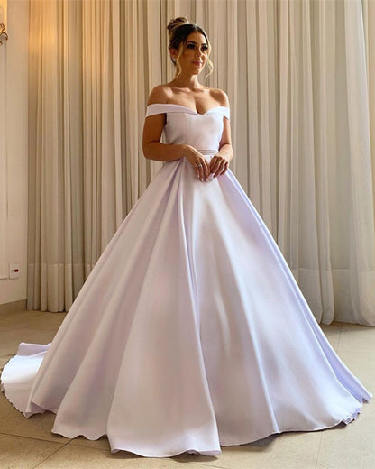Off The Shoulder Wedding Ball Gown Dresses Beaded Sashes