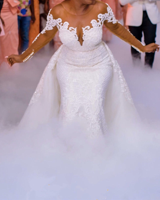 Long Sleeves Mermaid Wedding Gown