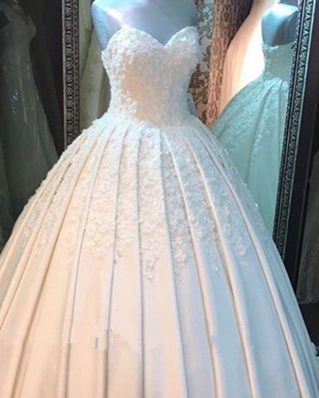 Princess Wedding Ball Gown Sweetheart Dresses Lace Appliques