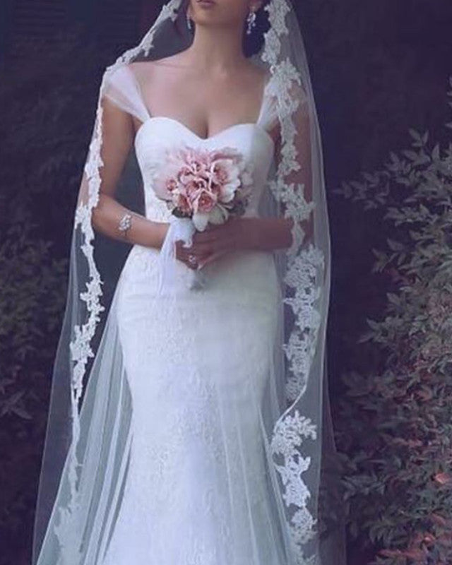 Lace Mermaid Sweetheart Wedding Dress With Straps