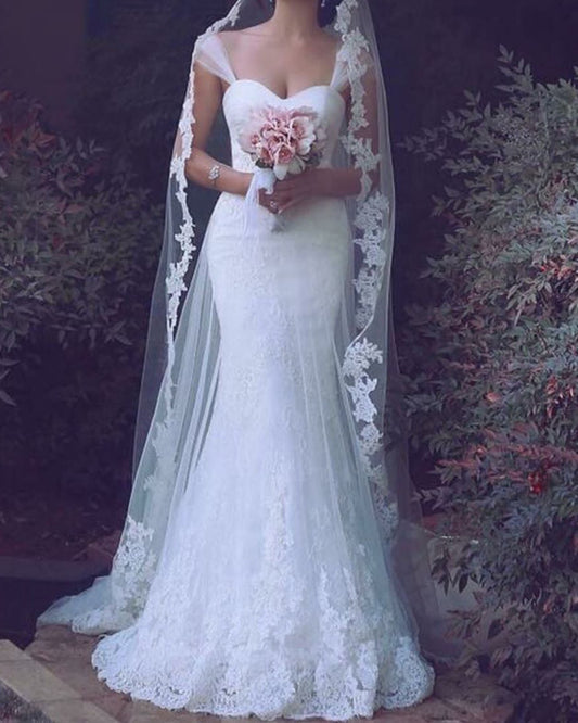 Lace Mermaid Sweetheart Wedding Dress With Straps