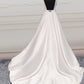 Sexy V Neck Open Back Wedding Dress Satin