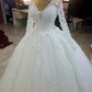 Vintage Lace Wedding Dress V Neck Long Sleeves With Flowers