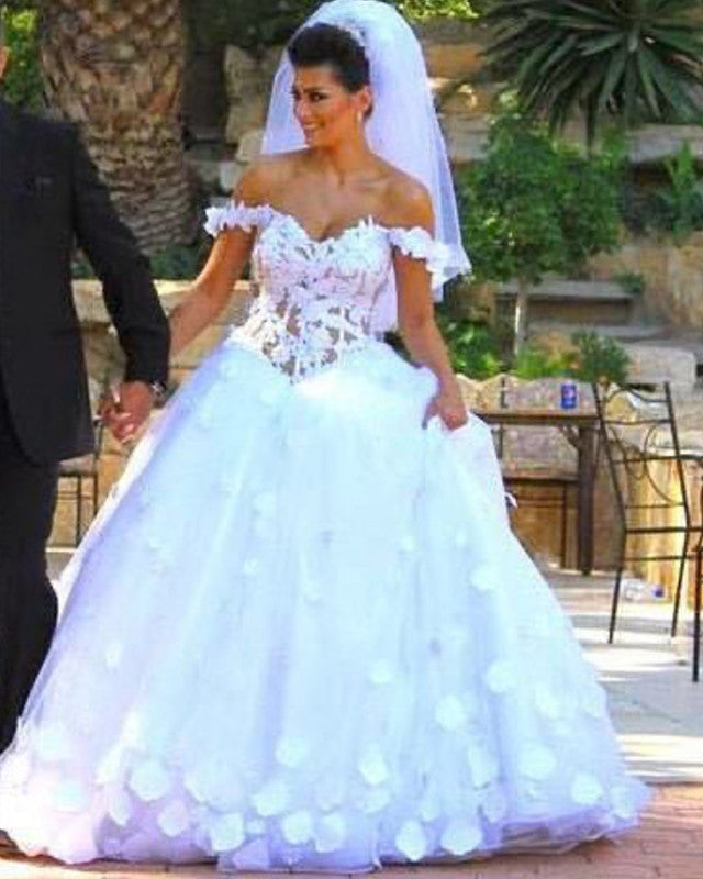 Lace Corset Wedding Dresses Princess Off The Shoulder