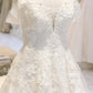 A Line /Princess Wedding Dress Lace Embroidery Off Shoulder