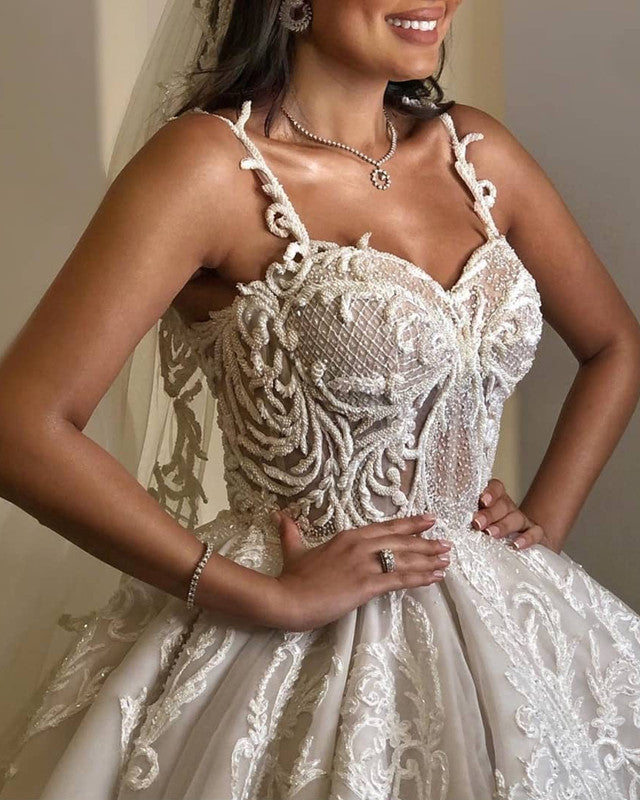 Luxury Embroidery Sweetheart Corset Wedding Dress Ball Gown – Lisposa