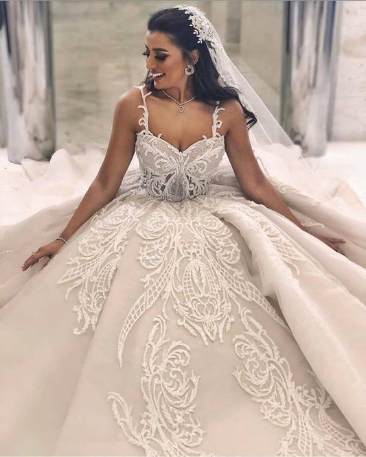 Luxury Embroidery Sweetheart Corset Wedding Dress Ball Gown