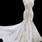 Mermaid V Neck Empire Wedding Dress Lace Open Back